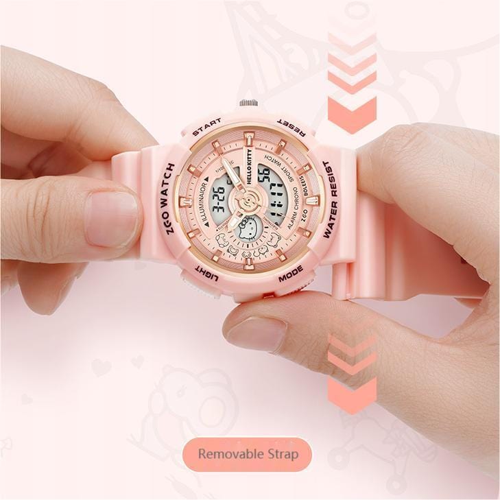 Kitty Waterproof Multifunction Electronic Dual Display Quartz Watch