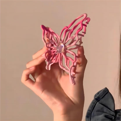 Pink Hollow Butterfly Chignon Claw Clip Hair Clip