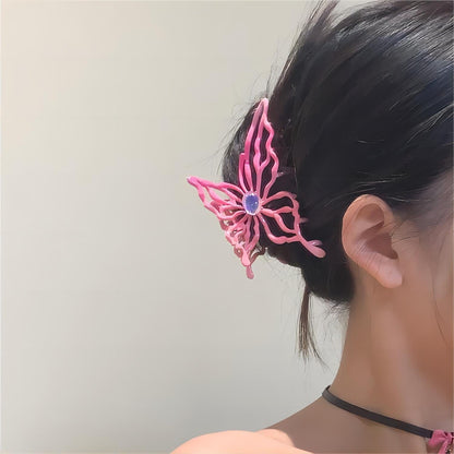 Pink Hollow Butterfly Chignon Claw Clip Hair Clip