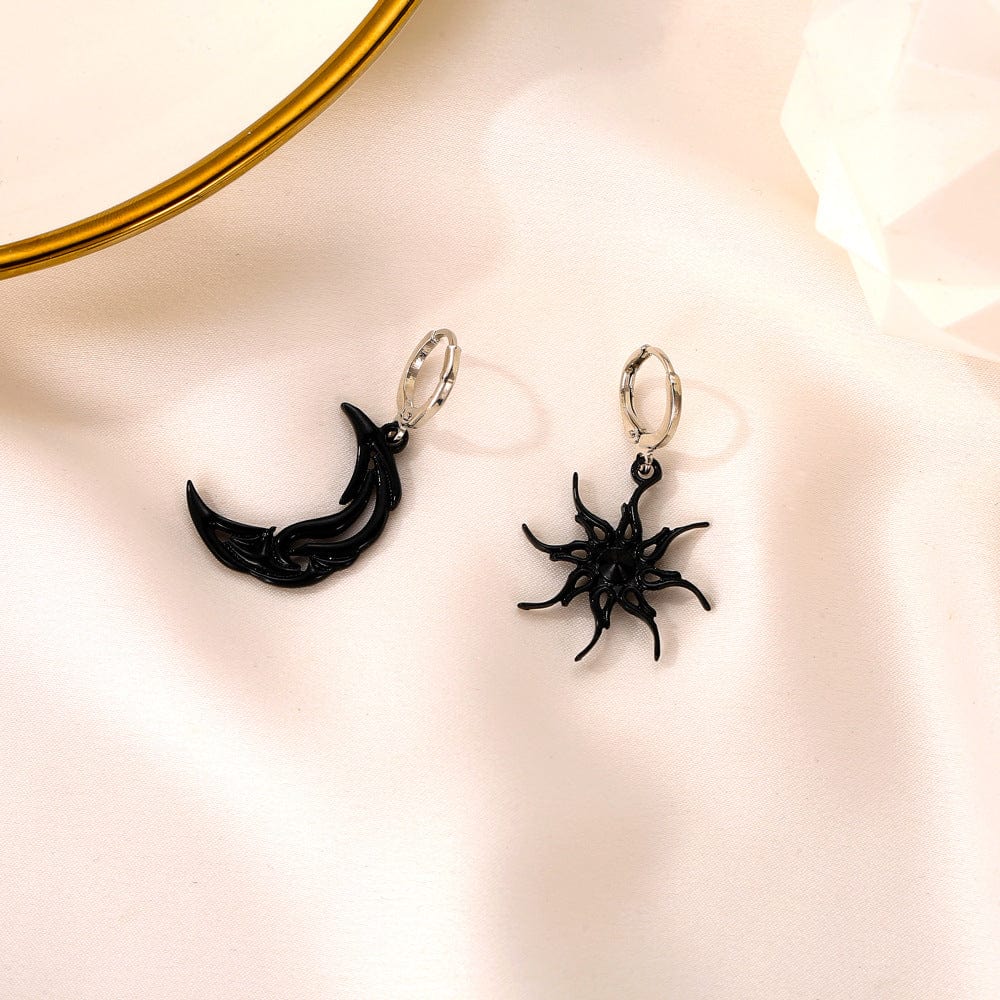 Boucles d'oreilles pendantes chics en forme d'étoile et de phase de lune