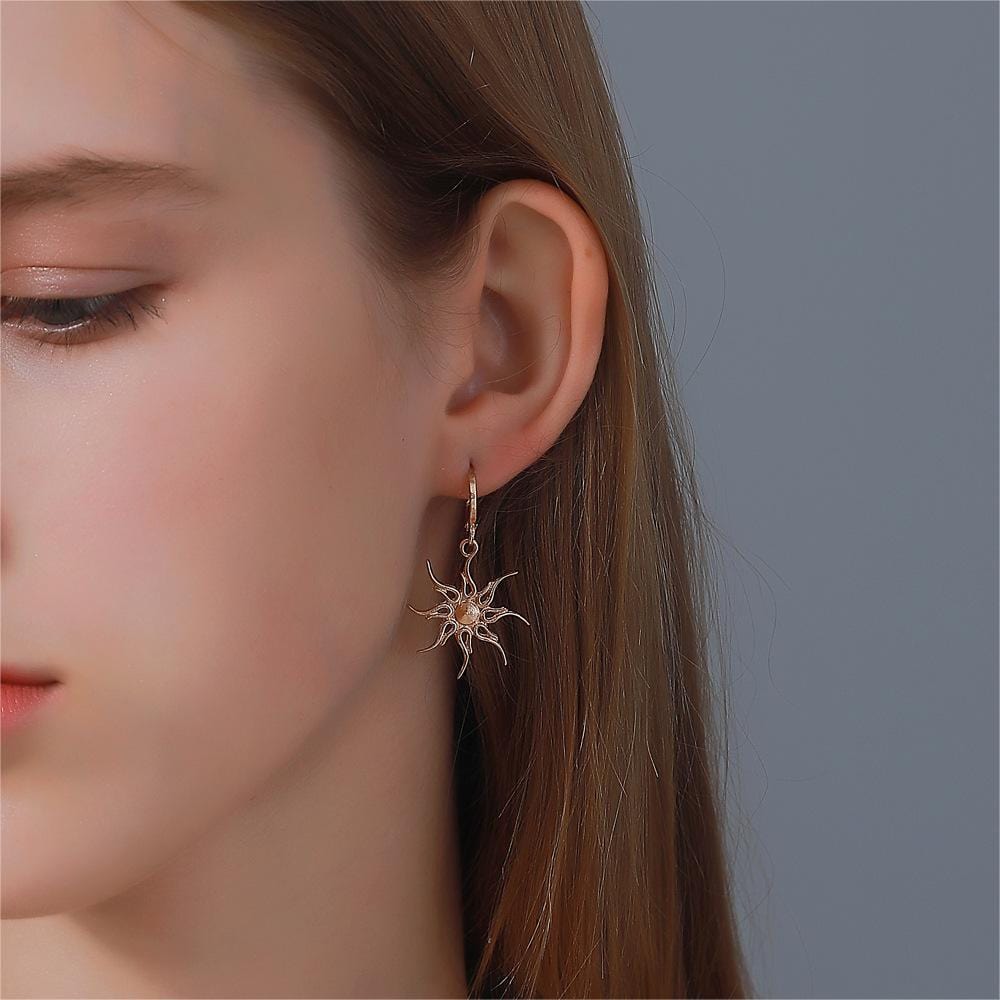 Boucles d'oreilles pendantes chics en forme d'étoile et de phase de lune