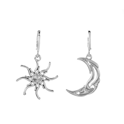 Boucles d'oreilles pendantes chics en forme d'étoile et de phase de lune