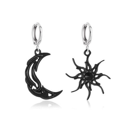 Boucles d'oreilles pendantes chics en forme d'étoile et de phase de lune