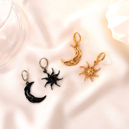 Boucles d'oreilles pendantes chics en forme d'étoile et de phase de lune