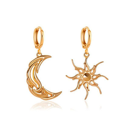 Boucles d'oreilles pendantes chics en forme d'étoile et de phase de lune