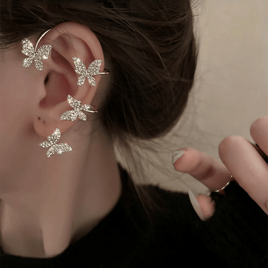 Boucle d'oreille papillon en cristal scintillant