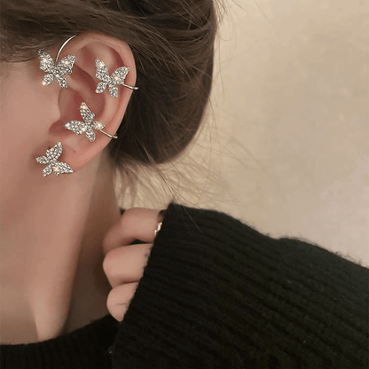 Boucle d'oreille papillon en cristal scintillant