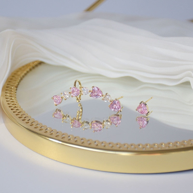Glittering Hearts Ear Cuff - crystal jewelry, earrings, fake jewelry Kawaii Babe