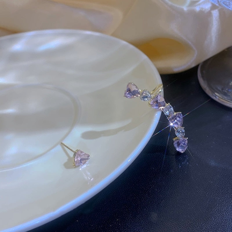 Glittering Hearts Ear Cuff - crystal jewelry, earrings, fake jewelry Kawaii Babe