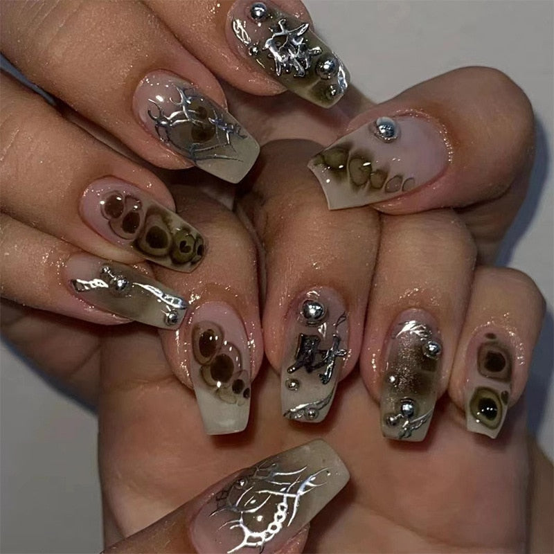 Goth girl press on nails - glitter - goth - gothic - kawaii - nails