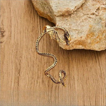 Boucle d'oreille enroulée en forme de dragon noir