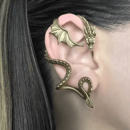 Boucle d'oreille enroulée en forme de dragon noir