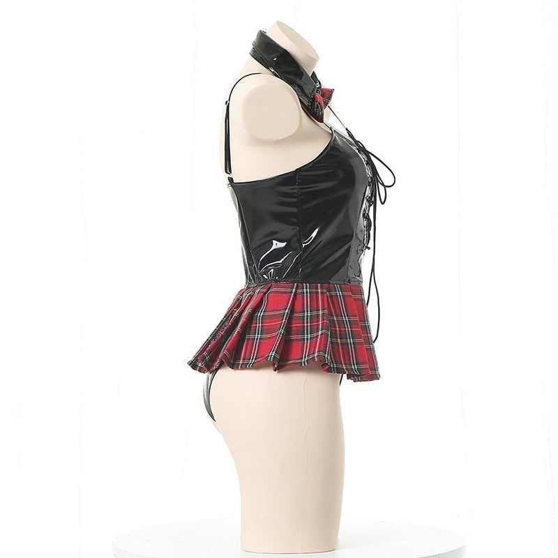 Gothic tartan student cosplay - black latex - cosplay - cosplaying - costume