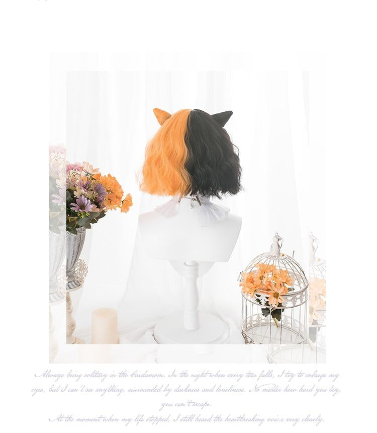Halloween bob wig - bangs - cat girl - cosplay wig - costume - creepy