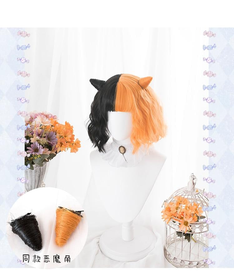 Halloween bob wig - bangs - cat girl - cosplay wig - costume - creepy