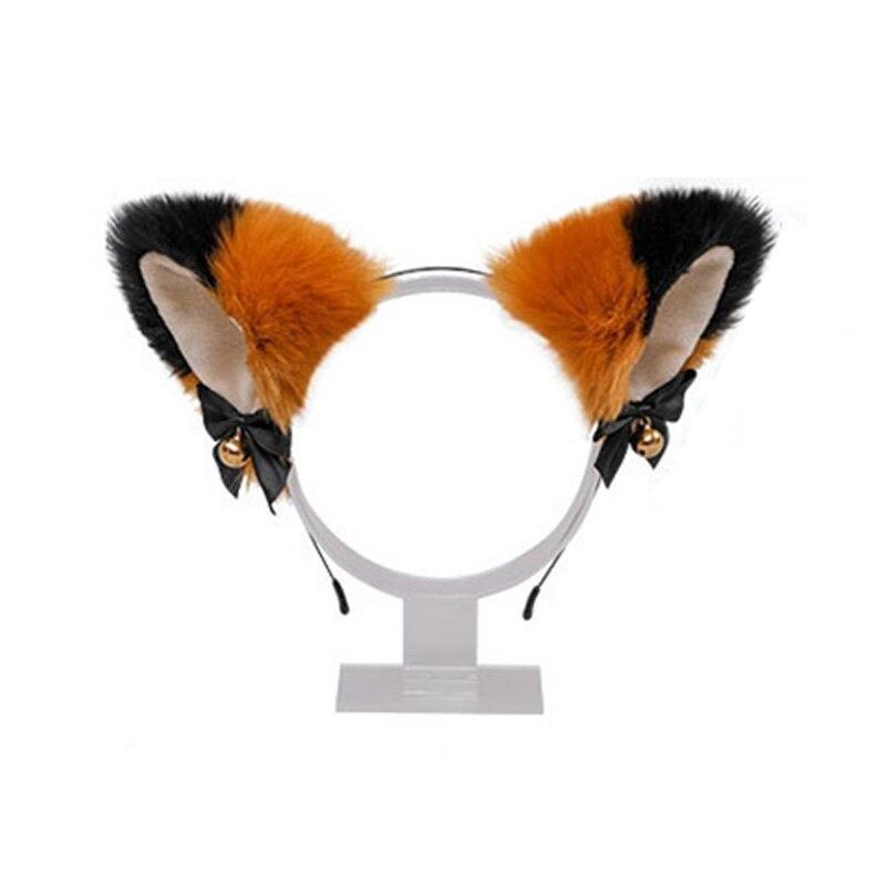 Halloween Neko Ears - black orange, cage bra, ears, fox ear accessories, hair accessories