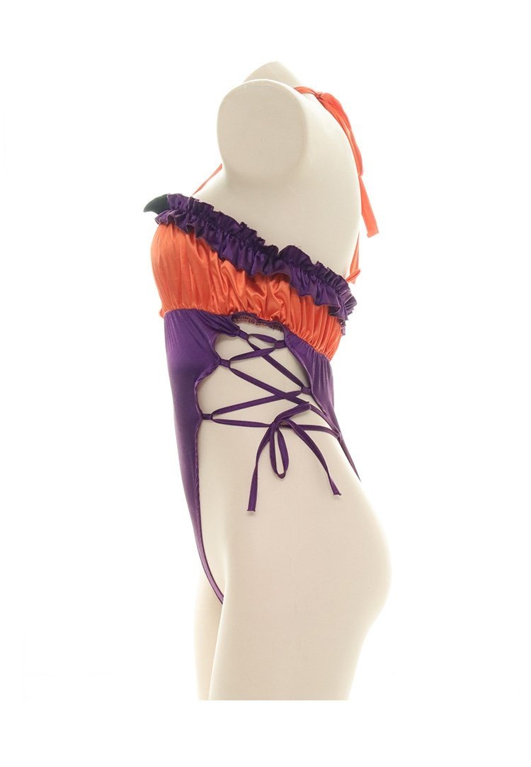 Halloween Ruffled Bodysuit - bat, bat wing, wings, bats, bikinis