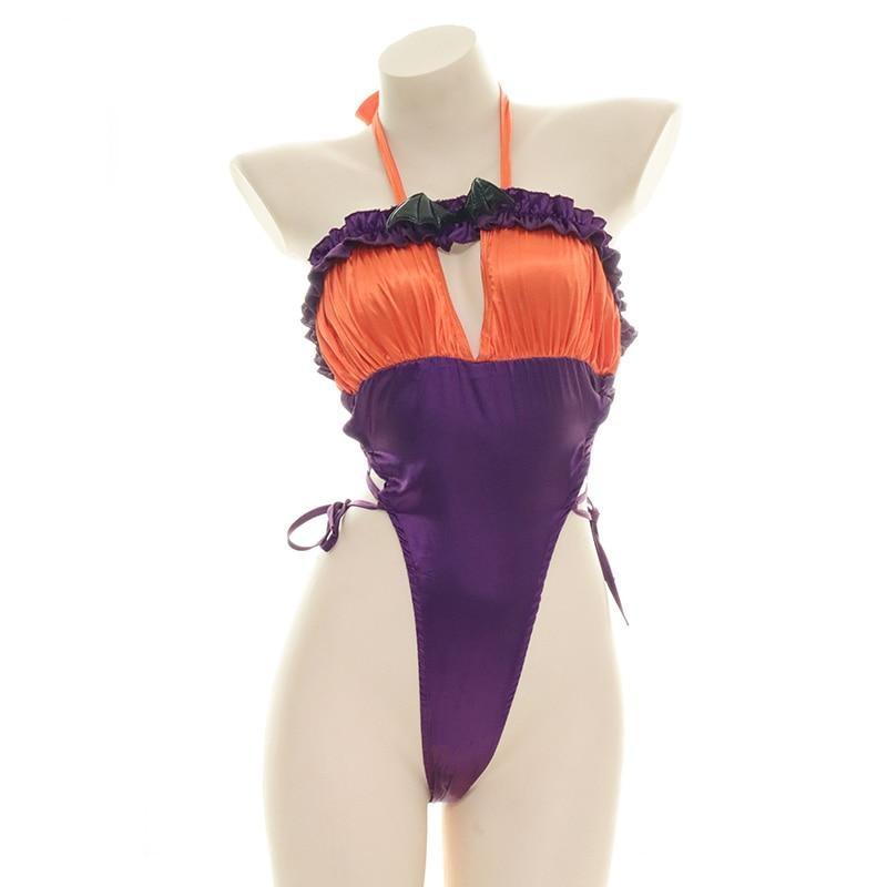 Halloween Ruffled Bodysuit - bat, bat wing, wings, bats, bikinis
