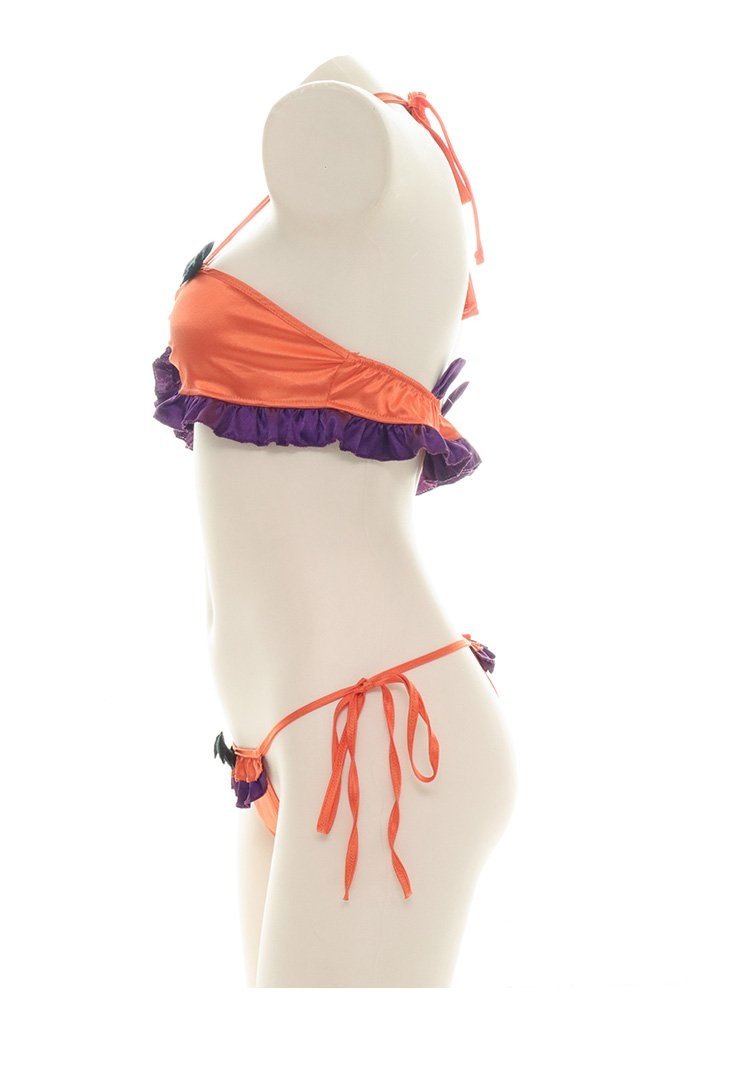 Halloween Ruffled Devil Lingerie Set - bat, bat wing, wings, bats, bikini