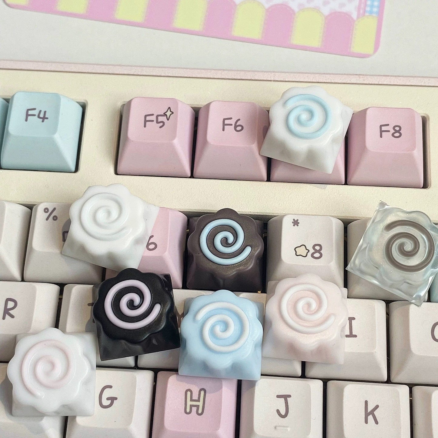 Cute Narutomaki Keyboard DIY Handmade Keycap Accessories Resin