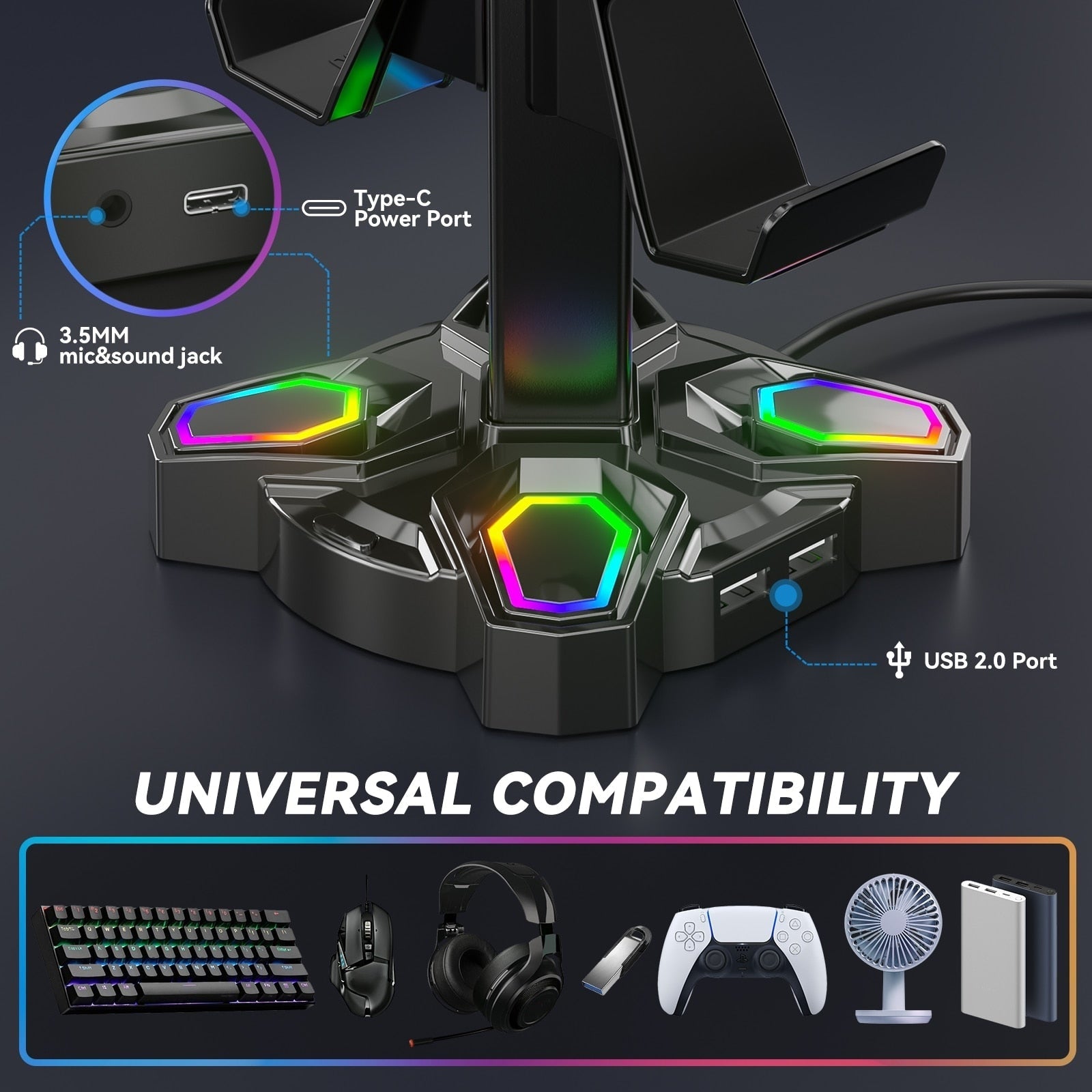 Headset & controller led stand - controller stand - headset - organizer -