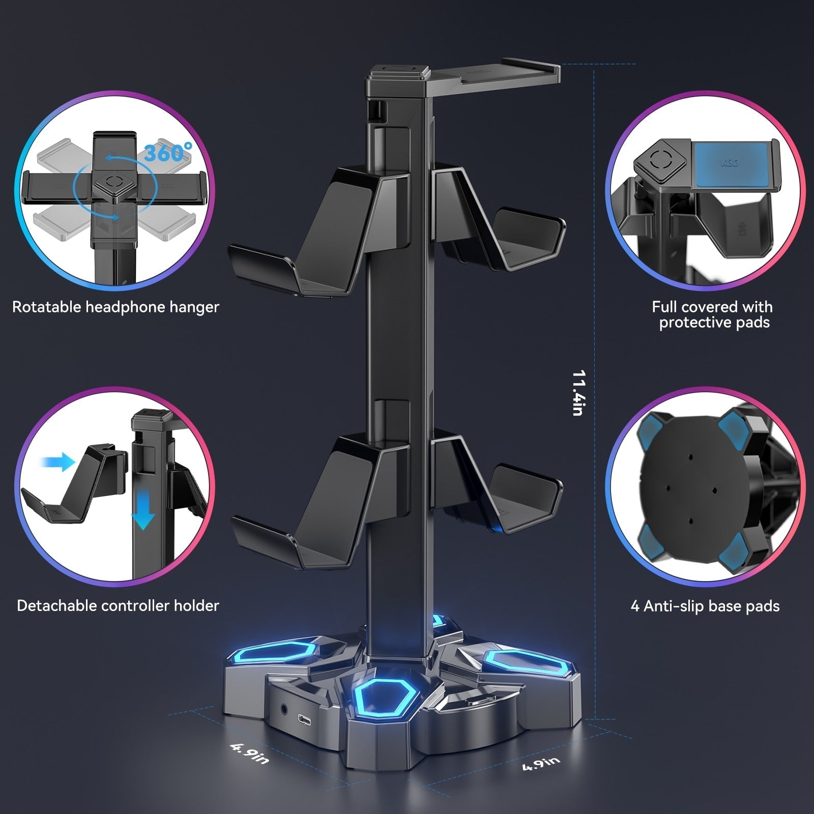 Headset & controller led stand - controller stand - headset - organizer -