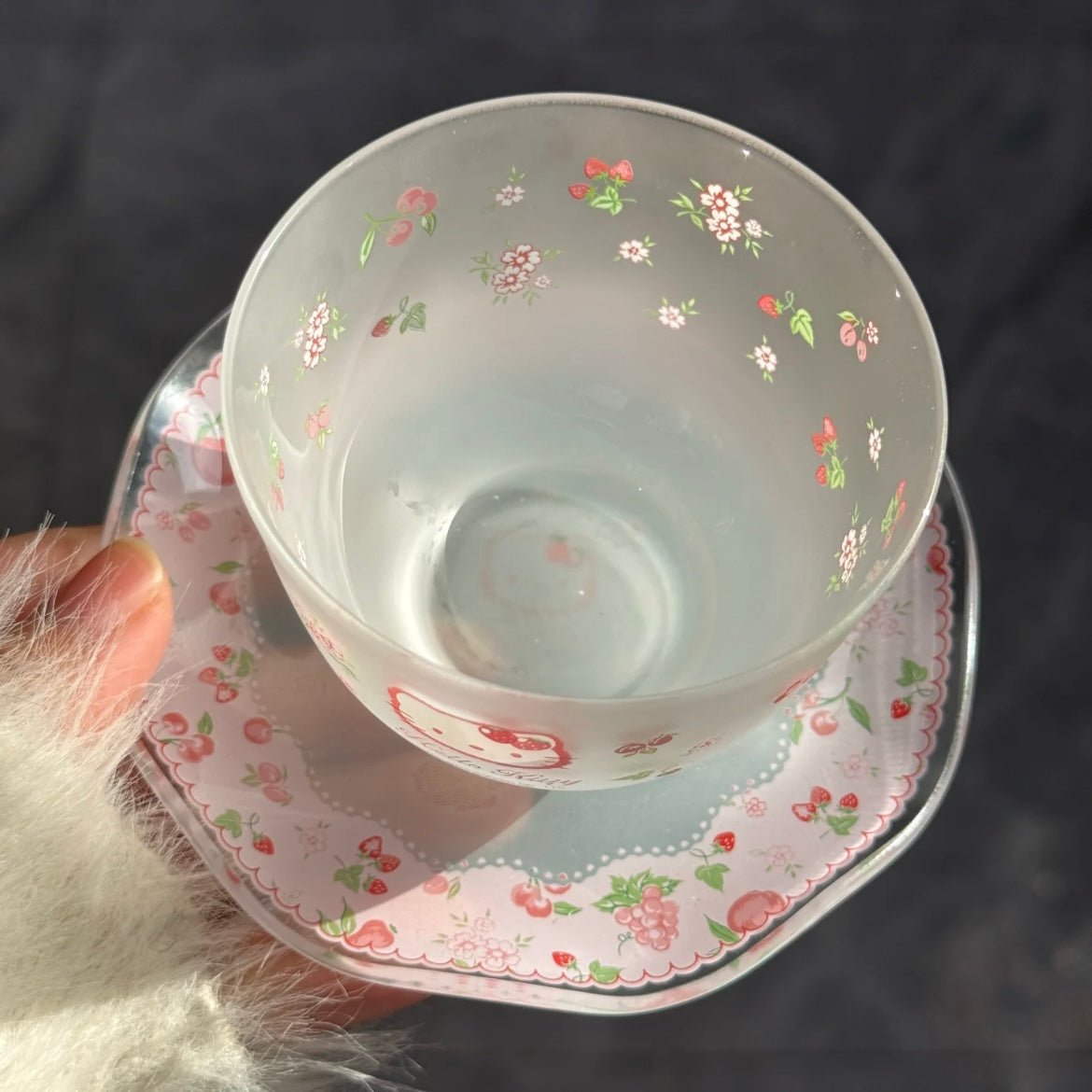 Kitty Saucer Teacup Glass And Set Flower Hello