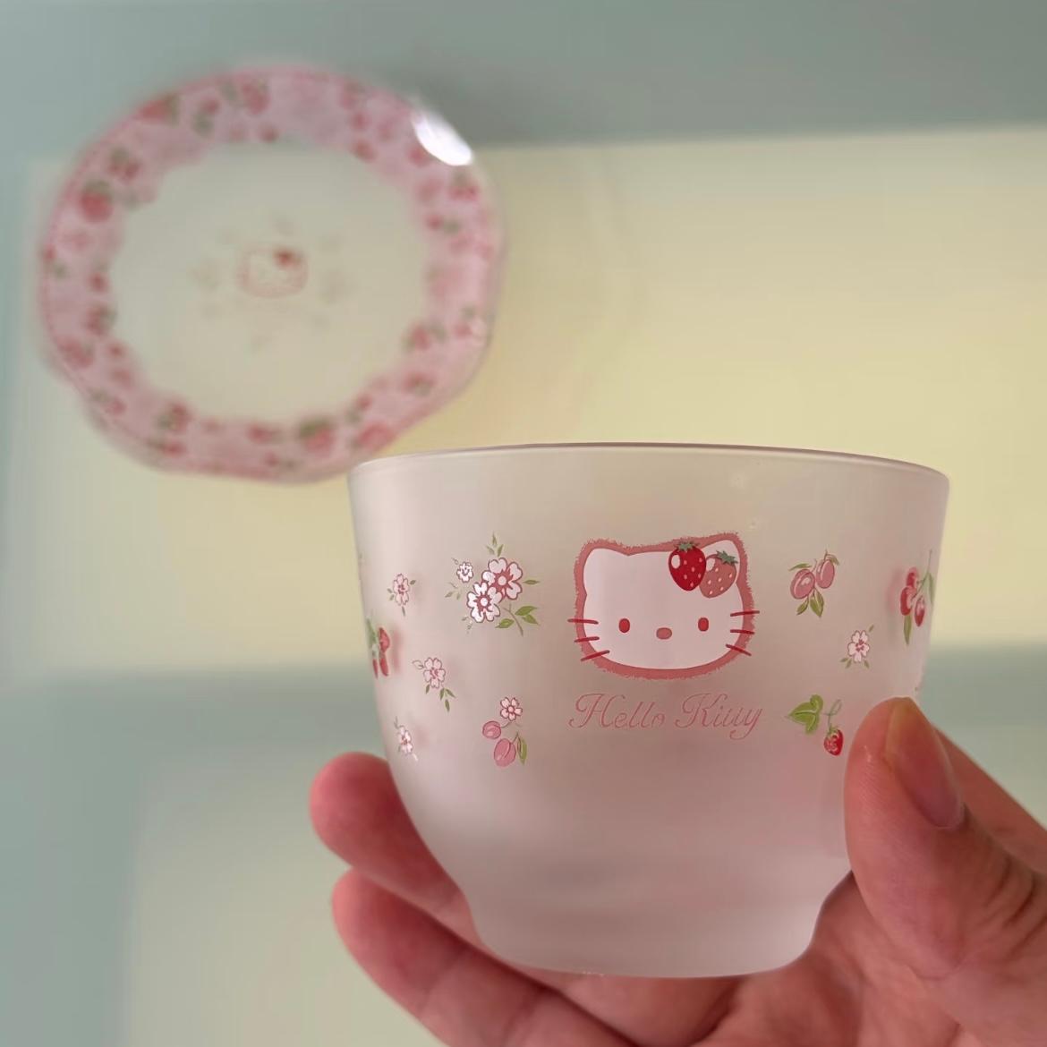 Kitty Saucer Teacup Glass And Set Flower Hello
