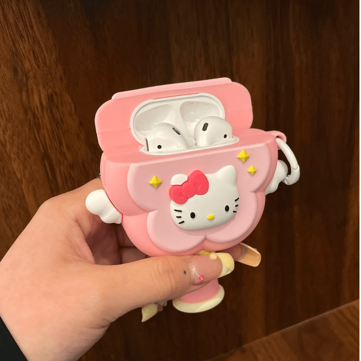 Pink Kitty Magic Wand AirPods Earphone Case