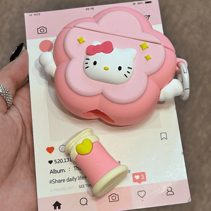 Pink Kitty Magic Wand AirPods Earphone Case