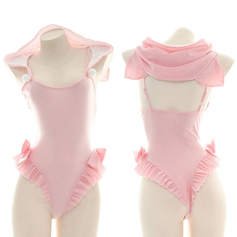 Hooded neko ruffle onesie - bodysuit - bodysuits - cosplay - cosplaying