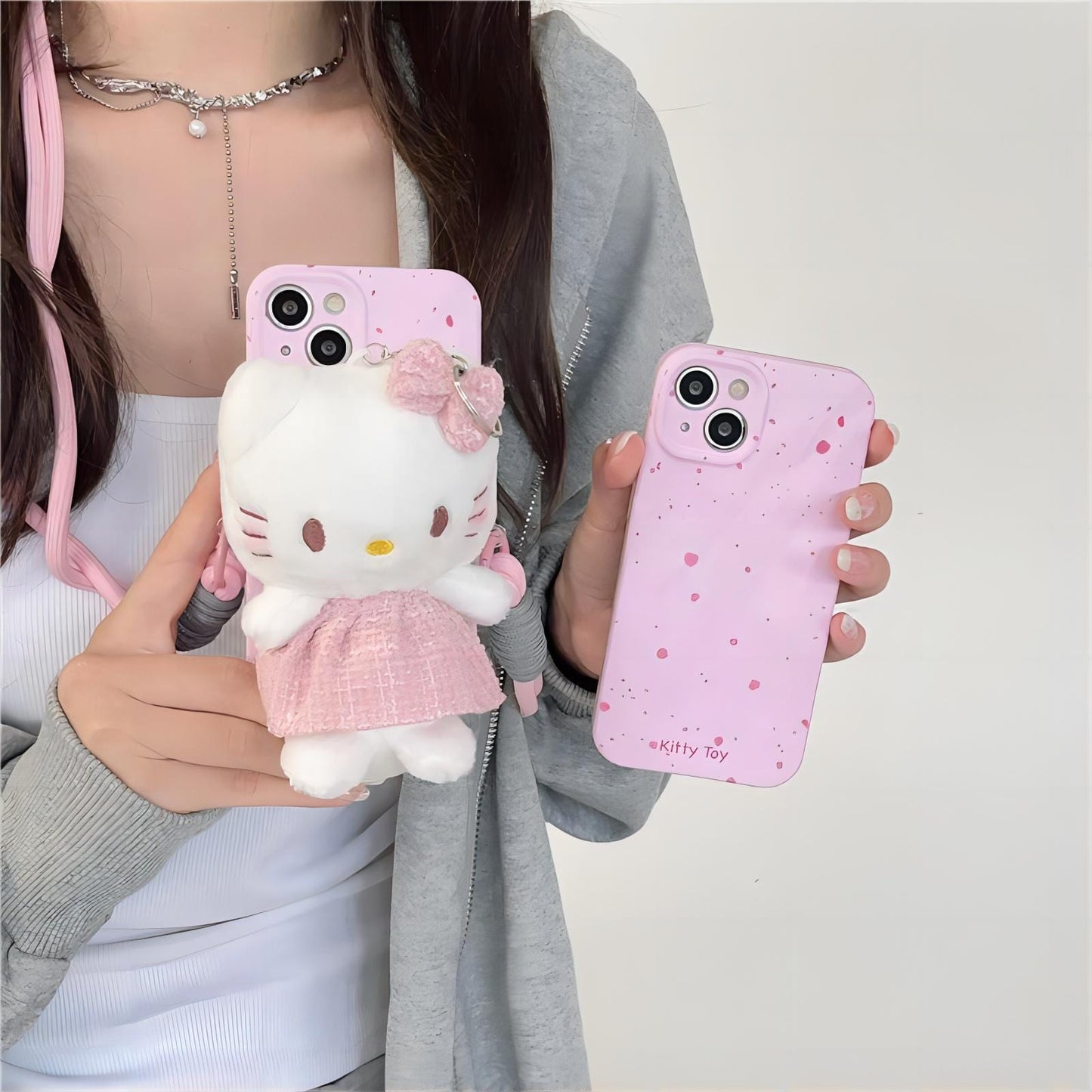 Kitty Back Clip and Lanyard Set iPhone Case