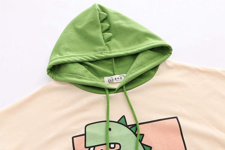 Japanese hooded dino tee - belly shirt - shirts - crop - top