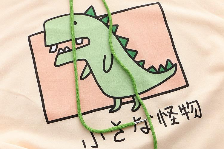 Japanese hooded dino tee - belly shirt - shirts - crop - top
