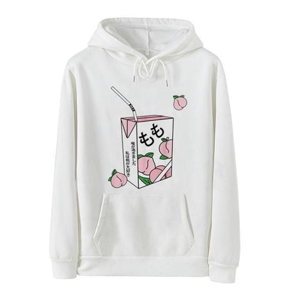 Japanese Peach Milk Hoodie - White / M - hooded, hoodie, hoodies, japan, japanese