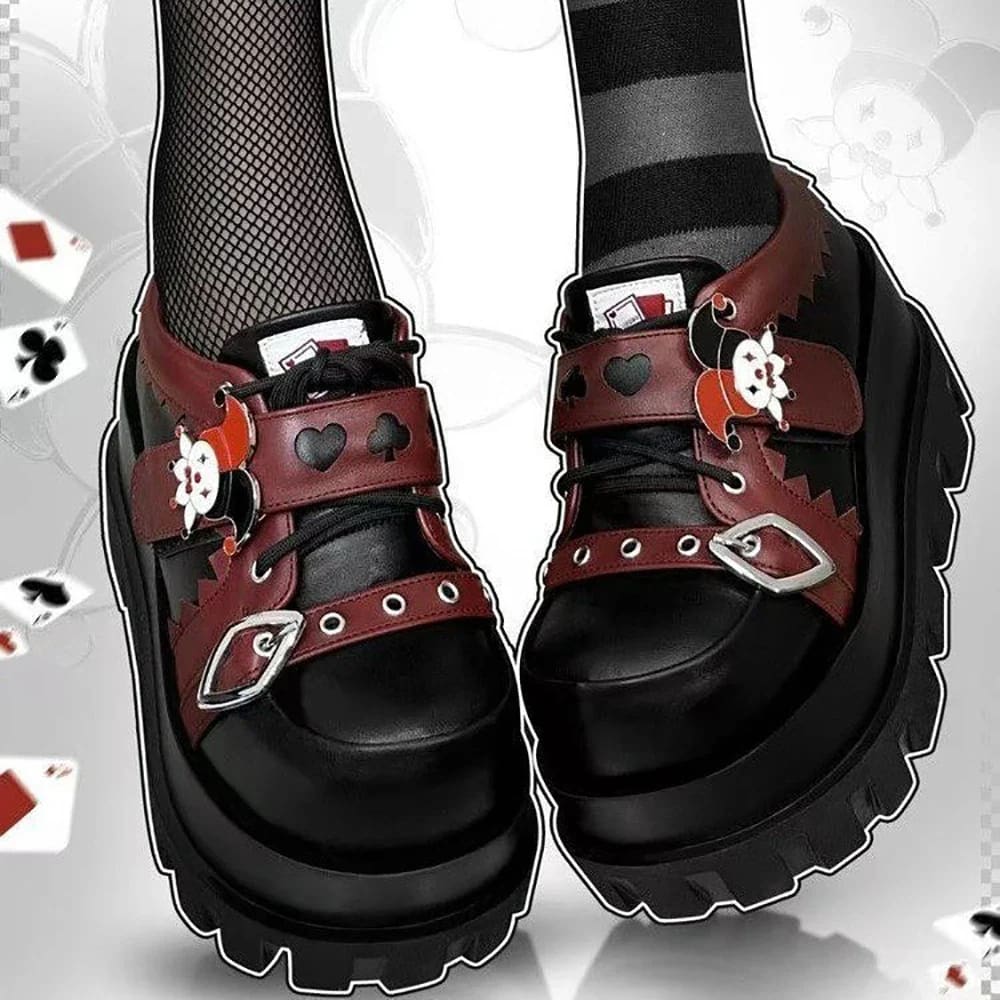 Kawaii the joke’s on you gothic joker platform lace up shoes