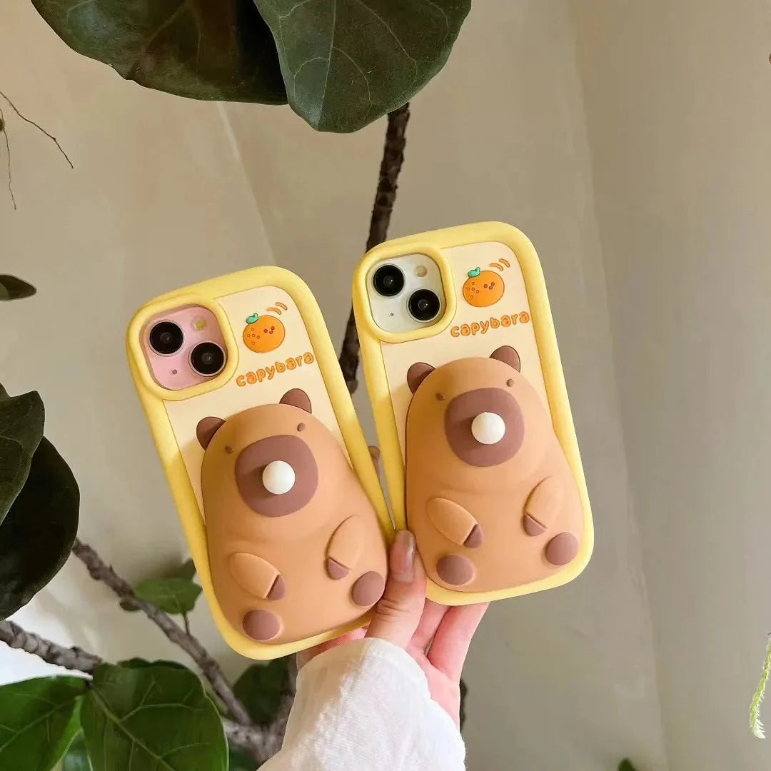 Bubbles 3D iPhone Case Capybara Blowing Kawaii
