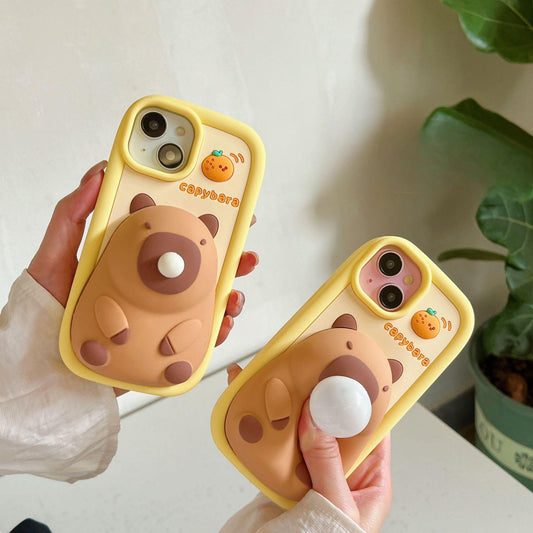 Bubbles 3D iPhone Case Capybara Blowing Kawaii