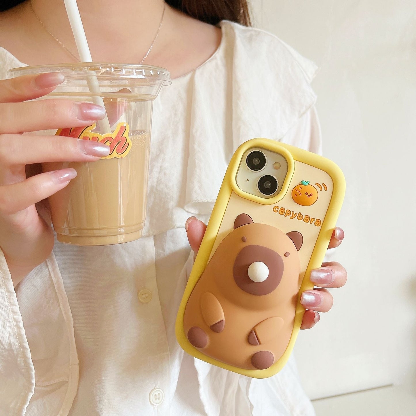 Bubbles 3D iPhone Case Capybara Blowing Kawaii