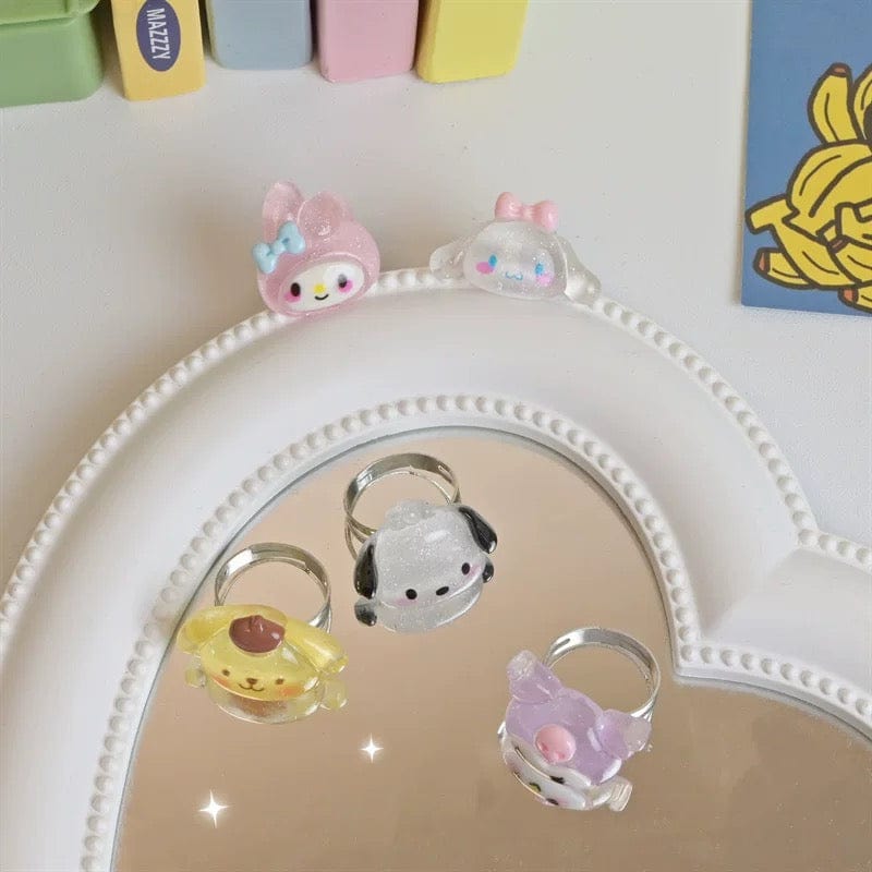 Kawaii Cartoon Resin Rings Set