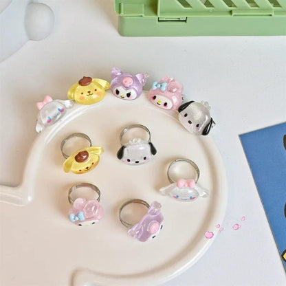 Kawaii Cartoon Resin Rings Set