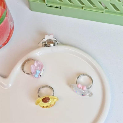 Kawaii Cartoon Resin Rings Set