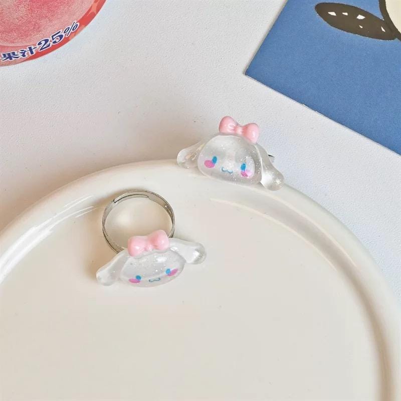 Kawaii Cartoon Resin Rings Set