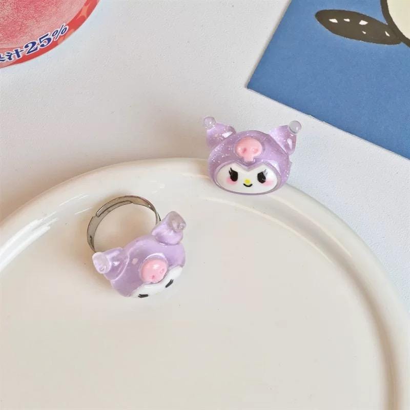 Kawaii Cartoon Resin Rings Set