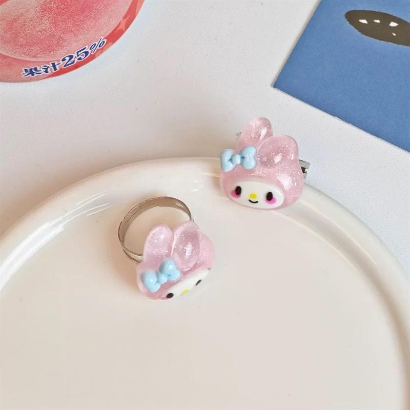 Kawaii Cartoon Resin Rings Set