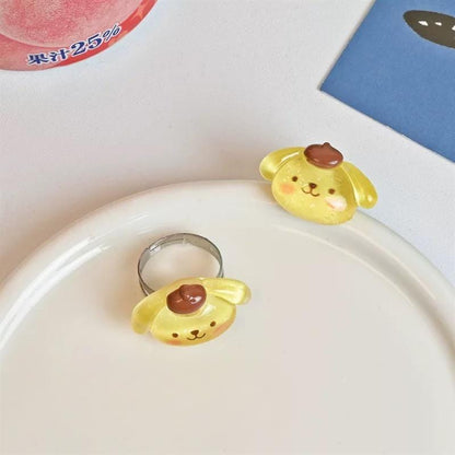 Kawaii Cartoon Resin Rings Set