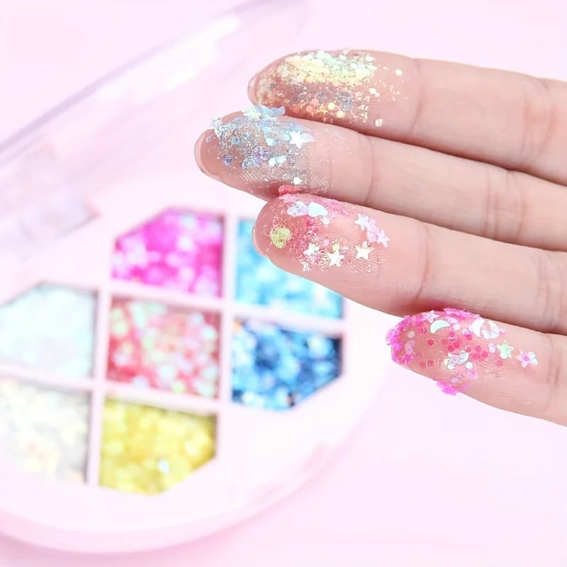 Kawaii 7 color chunky glitter eyeshadow make-up palette
