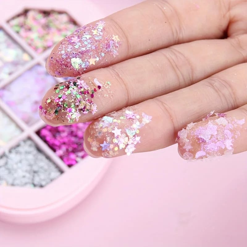 Kawaii 7 color chunky glitter eyeshadow make-up palette