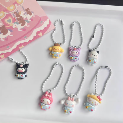 Ensemble de porte-clés figurines Kawaii 7 pièces