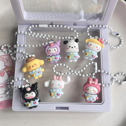 Ensemble de porte-clés figurines Kawaii 7 pièces